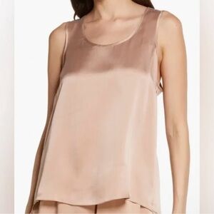 Lunya Washable Silk Tulip Back Pajama Crossover Loose Tank Top in Otium Tan L